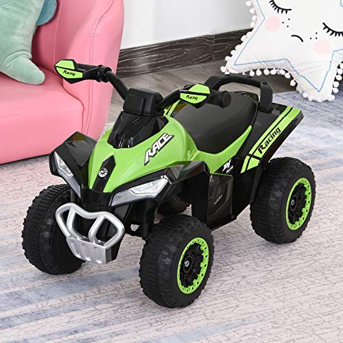 HOMCOM Quad Correpasillo Cuatrimoto para Niños Mayores de 18 Meses con Función de Luces y Música Diseño Novedoso Soporta hasta 20 kg 67,5x38x44 cm Verde