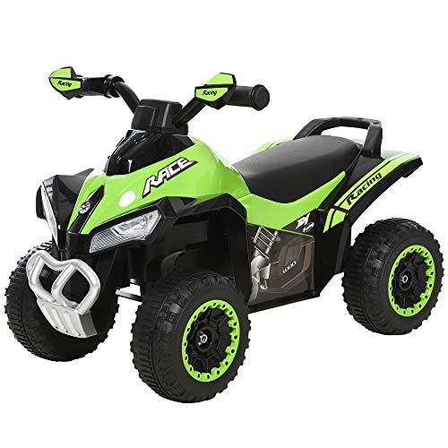 HOMCOM Quad Correpasillo Cuatrimoto para Niños Mayores de 18 Meses con Función de Luces y Música Diseño Novedoso Soporta hasta 20 kg 67,5x38x44 cm Verde