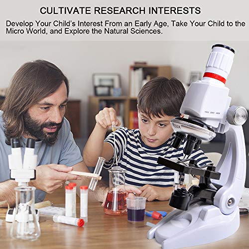 HONPHIER® Microscopio Niños Microscopio Kit Scienza Microscopio Bambini 100x 400x 1200x Microscopio Kit de Juguete para Niños