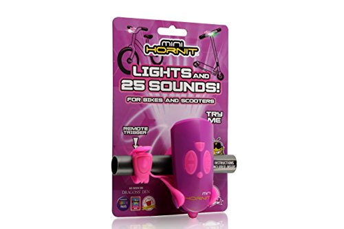 Hornit Mini PÚRPURA / Rosa - Bocina y luz para Bicicleta y Patinete para niños - 25 Efectos de Sonido y 5 Luces