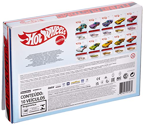 Hot Wheels Flying Customs Pack 10 coches de juguete, regalo para niños +3 años, modelos surtidos (Mattel HBL37)