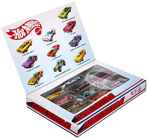 Hot Wheels Flying Customs Pack 10 coches de juguete, regalo para niños +3 años, modelos surtidos (Mattel HBL37)