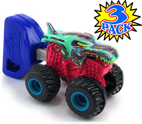 Hot Wheels Monster Trucks Mini Mystery Trucks con Key Launcher Series 2 Caja ciega Set de regalo para fiestas – Paquete de 3