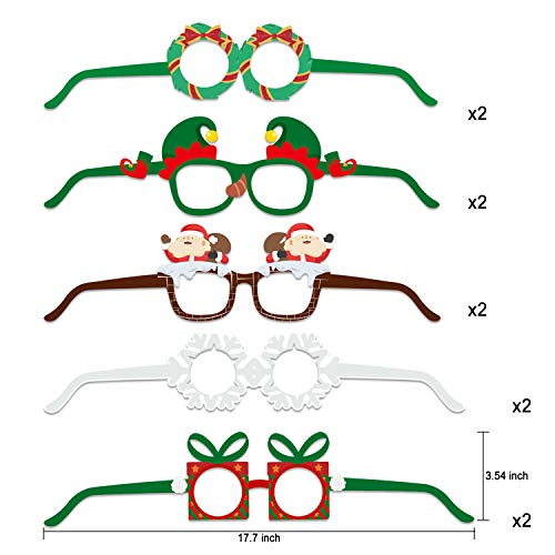 HOWAF 28 pcs Gafas Decorativas Navideñas, Navidad Gafas Divertidas de Papel Papá Noel Cuerno de Ciervo Gafas Navidad Disfraz Accesorio de Cabina de Fotos Fiesta de Navidad para Niños y Adultos