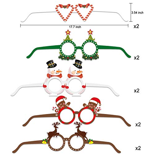 HOWAF 28 pcs Gafas Decorativas Navideñas, Navidad Gafas Divertidas de Papel Papá Noel Cuerno de Ciervo Gafas Navidad Disfraz Accesorio de Cabina de Fotos Fiesta de Navidad para Niños y Adultos