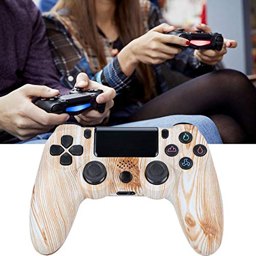 Hppbody Mando para PS4, Controlador Inalámbrico para Playstation 4, Panel Táctil Gamepad con Doble Vibración y Función de Audio, Agarre Antideslizante y Panel Táctil LED, Wood Grain Color