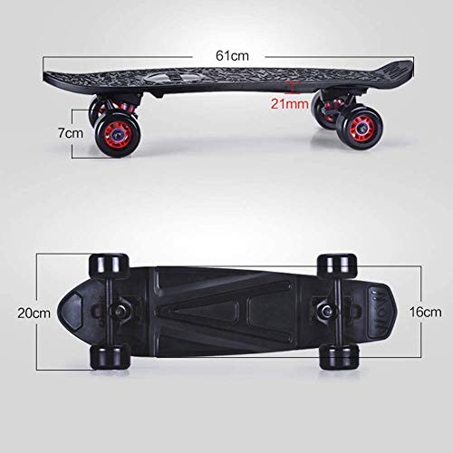 HQL Tabla de Skate de luz Intermitente de 22", patineta LED Mini Cruiser, Impreso Galaxy Starry Sky de plástico, Longboard portátil, Principiantes/niños, 74 Opciones,41