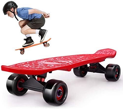 HQL Tabla de Skate de luz Intermitente de 22", patineta LED Mini Cruiser, Impreso Galaxy Starry Sky de plástico, Longboard portátil, Principiantes/niños, 74 Opciones,41