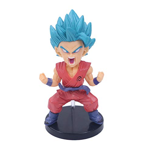 HQYCJYOE Personajes de Anime Modelo 6 unids/Set Dragon Ball Z Goku Super Saiya Pelo Azul Majin Buu Mr. Satan Trunks PVC estatuilla colección muñeca 9cm