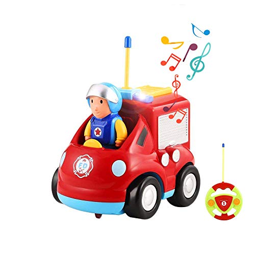 HSP Himoto Mi primer coche teledirigido camión de bomberos con luz y sirena, ideal para niños pequeños, control remoto y sirena y función de luz