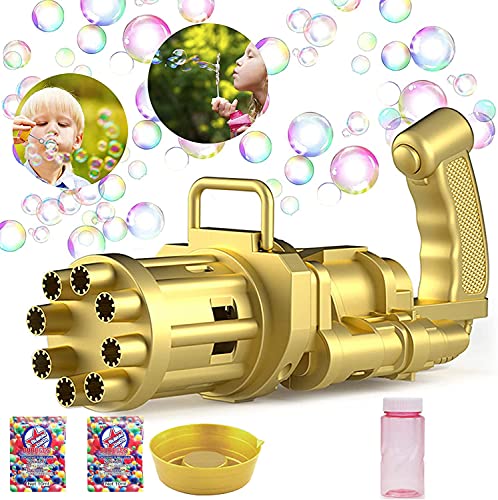 HUA Maquina Burbujas, Pistola de BurbujasSoplador Automático de Burbujas con Solución de Burbujas, Juguetes de Burbujas para Celebracion Fiesta Boda Fiesta Día del Niño （rosado ）