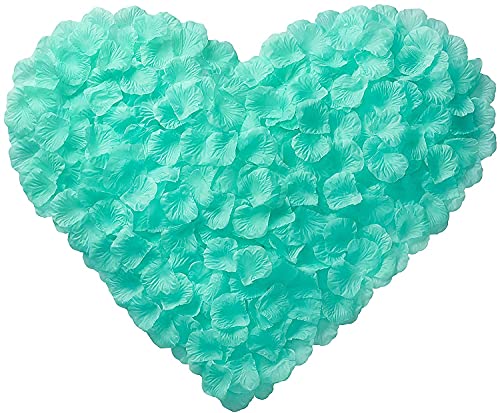 huaao 3000pcs Pétalos de Rosa Artificiales de Seda Decoración Romántico para día de San Valentín/Bodas/Fiestas/Ambiente Romántico/Proponer/Banquete de Boda/Confeti, Azul Tiffany