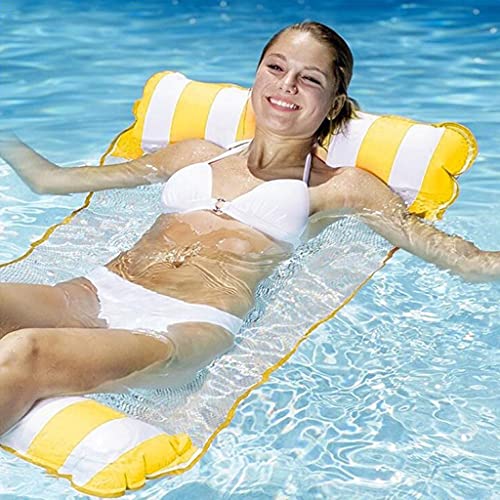 HUACHENG 100 kg de Carga colchón Inflable Hamaca Flotante de Agua Plegable Enrollable Accesorios para Piscina Silla de Cama Flotante para Piscina 120x70 cm-Azul Cielo