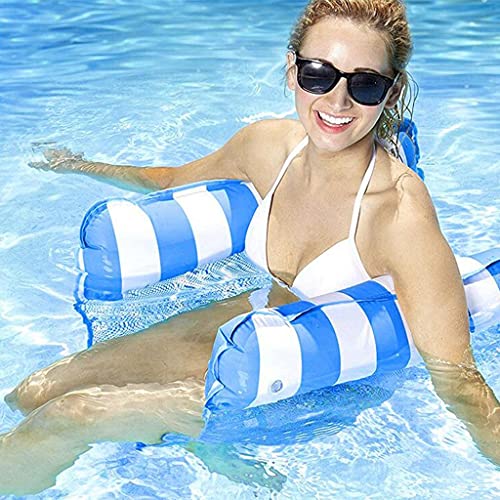 HUACHENG 100 kg de Carga colchón Inflable Hamaca Flotante de Agua Plegable Enrollable Accesorios para Piscina Silla de Cama Flotante para Piscina 120x70 cm-Azul Cielo