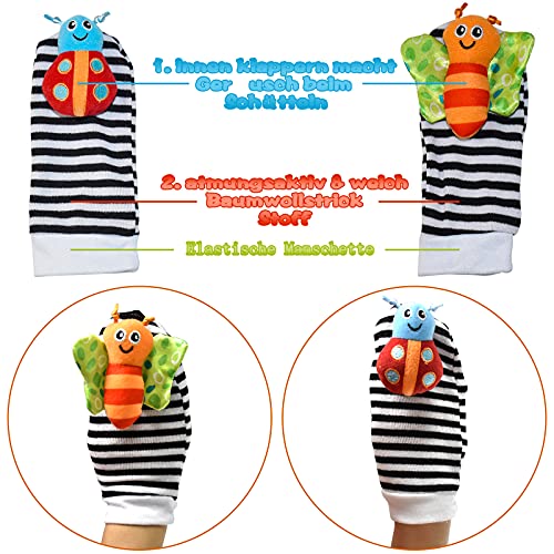 HUADADA Juguete sonajero para bebé en forma de muñeca y calcetines, 5 unidades, para recién nacidos, juguete educativo para niños y niñas, multicolor, para recién nacidos de 0 a 12 meses.