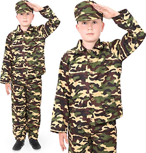 I LOVE FANCY DRESS LTD Traje DE Disfraces del EJÉRCITO para NIÑOS Disfraz DE Soldado Uniforme Militar para NIÑOS 3 Piezas (Mediano)