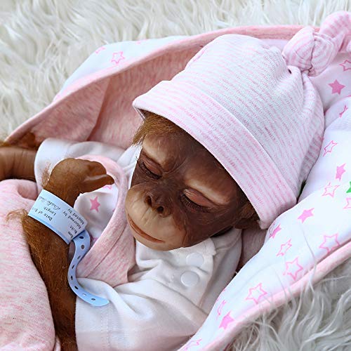 iCradle Reborn Muñecos Bebe Reborn Mono Bebé 18 Pulgadas 45cm Bebe Reborn Silicona Muñeca Mono Bebe Muñeca Parece Realista Precioso Mono de Piel Juguete colección …