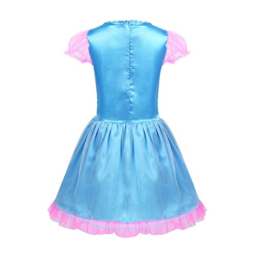 iiniim Disfraz Infantil de Princesa Niña para Halloween Fiesta Ceremonia Cumpleaños Vestido Folr con Peluca Rosa Tutú Volante Traje de Disfraces Bebé Niña 18 Meses - 10 Años Azul&Rosa 18-24 Meses