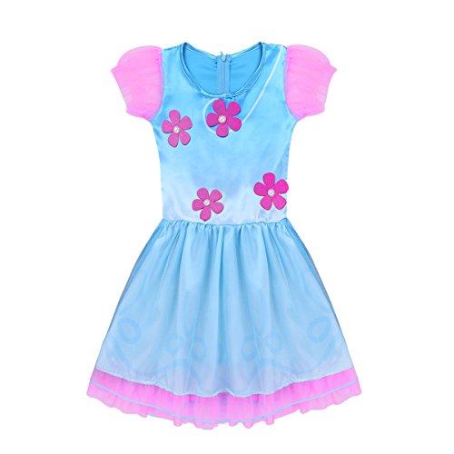 iiniim Disfraz Infantil de Princesa Niña para Halloween Fiesta Ceremonia Cumpleaños Vestido Folr con Peluca Rosa Tutú Volante Traje de Disfraces Bebé Niña 18 Meses - 10 Años Azul&Rosa 18-24 Meses