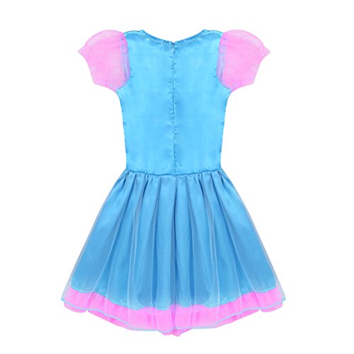 iiniim Disfraz Infantil de Princesa Niña para Halloween Fiesta Ceremonia Cumpleaños Vestido Folr con Peluca Rosa Tutú Volante Traje de Disfraces Bebé Niña 18 Meses - 10 Años Azul&Rosa 18-24 Meses