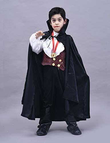 IKALI Disfraz de vampiro para niño, Niños Disfraces de halloween Dracula Capa 5 piezas