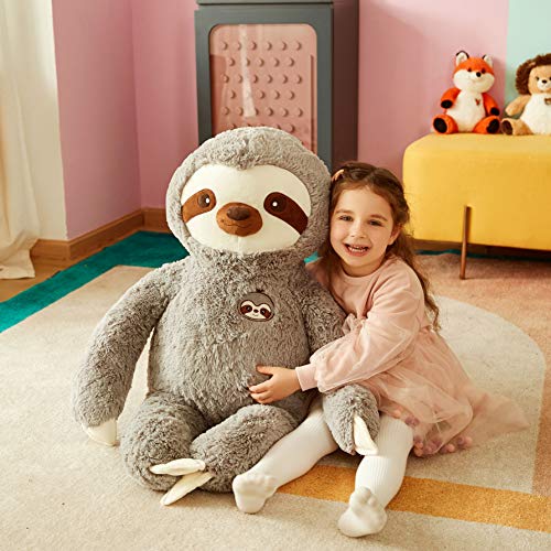 IKASA Perezoso Grande Peluche Bradypode Juguete Suave para Niños (Gris, 78cm)