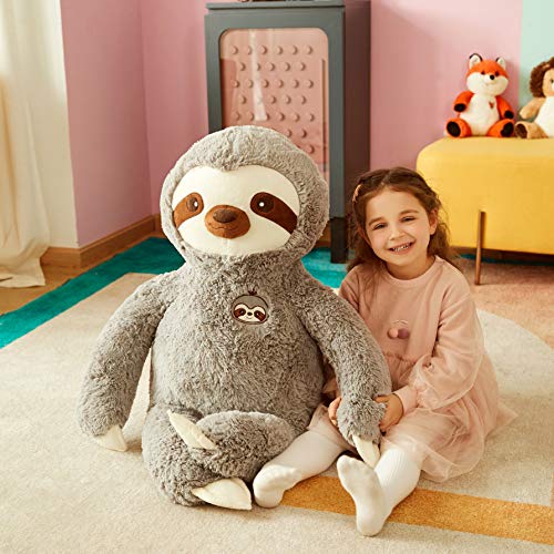 IKASA Perezoso Grande Peluche Bradypode Juguete Suave para Niños (Gris, 78cm)