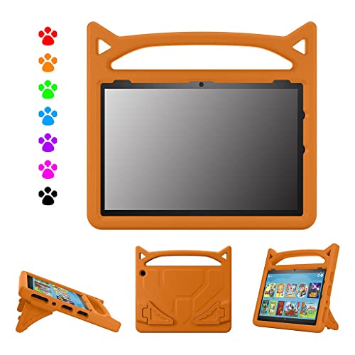 Increíble regalo para Fire HD- 10 Tablet 2021 Funda de silicona para niños, a prueba de golpes, cubierta de protección contra caídas con soporte de silicona