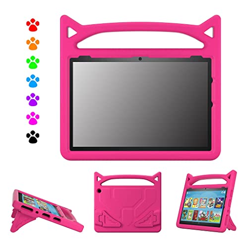 Increíble regalo para Fire HD- 10 Tablet 2021 Funda de silicona para niños, a prueba de golpes, cubierta de protección contra caídas con soporte de silicona