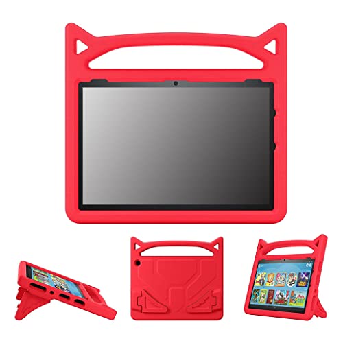 Increíble regalo para Fire HD- 10 Tablet 2021 Funda de silicona para niños, a prueba de golpes, cubierta de protección contra caídas con soporte de silicona