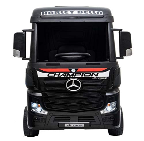 Indalchess Camión eléctrico Infantil Mercedes Actros 12v, 4WD, batería 2x12V7ah, 2.4ghz RC, Negro