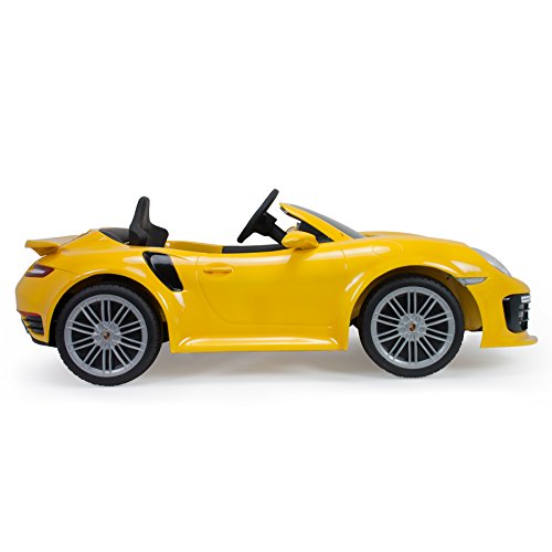 Injusa - Coche Porsche 911 Turbo S con control remoto a batería 6V para niños +3 años con luces y conexión MP3 (7182)