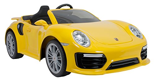 Injusa - Coche Porsche 911 Turbo S con control remoto a batería 6V para niños +3 años con luces y conexión MP3 (7182)