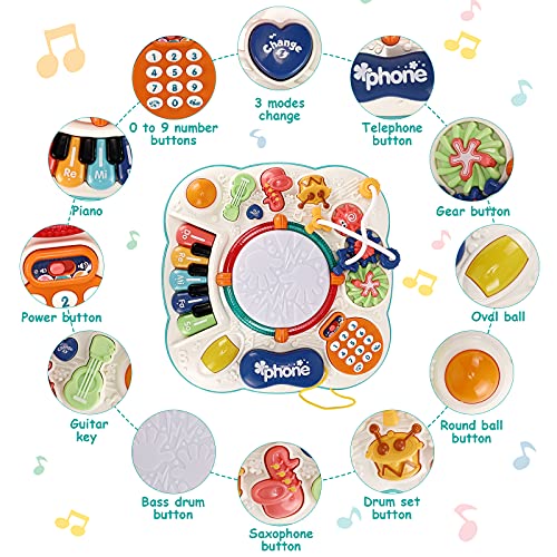 Innedu Mesa de Juego Musical, Mesa de Actividades Musicales para Niños Pequeños, Aprendizaje Musical para Bebé con Luces, Sonidos y Juguetes Interactivos, Educativos Regalos para Niños