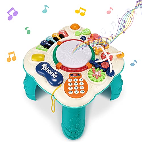 Innedu Mesa de Juego Musical, Mesa de Actividades Musicales para Niños Pequeños, Aprendizaje Musical para Bebé con Luces, Sonidos y Juguetes Interactivos, Educativos Regalos para Niños