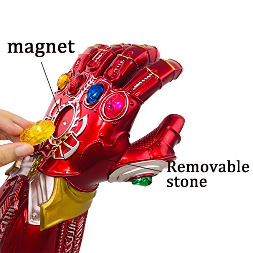 Iron Man Infinity Gauntlet Glove LED con gema extraíble para niños Halloween Cosplay Disfraz Props Juguetes