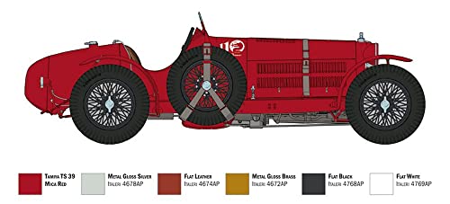 Italeri 4708S 1:12 Alfa Romeo 8C/2300 1931-33-réplica Fiel, modelismo, Hobby, encolado, Kit de plástico, Montaje, Color Red (4708)