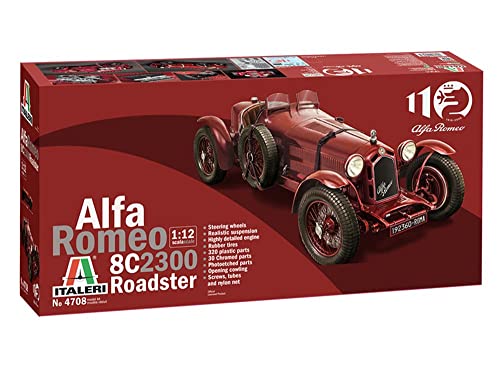 Italeri 4708S 1:12 Alfa Romeo 8C/2300 1931-33-réplica Fiel, modelismo, Hobby, encolado, Kit de plástico, Montaje, Color Red (4708)