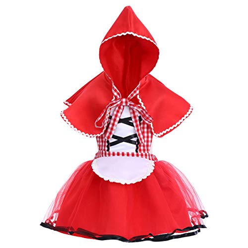 IWEMEK - Disfraz de Caperucita Roja para bebé y niña, vestido de princesa con capucha + capa con capucha para carnaval rojo 12-18 Meses