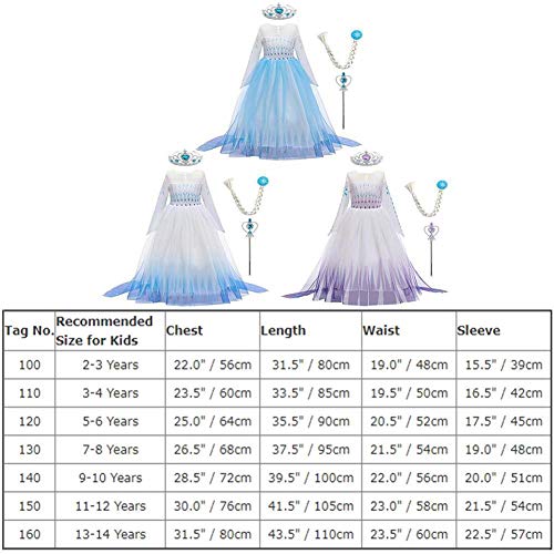 IWEMEK Niñas Disfraz de Princesa Elsa Vestido con Accesorios Snow Ice Queen Reino de Hielo Disfraces de Carnaval Fiesta Halloween Costume Navidad Cumpleaños Traje Ropa B-Azul 01 Set 3-4 Años