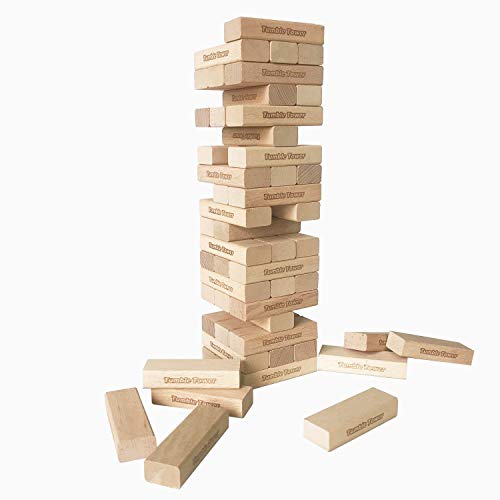 JacMok Tumble Tower Juego de apilamiento Juegos de Equilibrio Toys Construcción de Bloques de Haya 54 Piezas