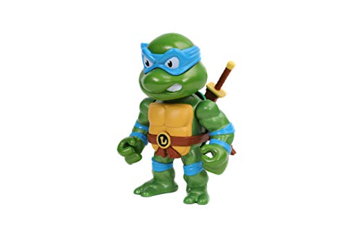 Jada - Figura Leonardo de Tortugas Ninja, Articulada, 10 cm, Realizada en Metal Fundido a Presión, 100% Licencia Oficial, Coleccionismo, para Niños a Partir de 8 Años y Adultos