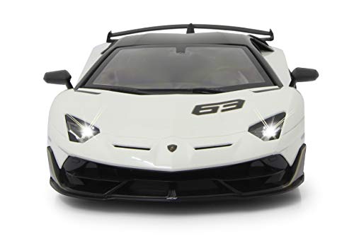 Jamara Lamborghini Aventador SVJ 1:14 2,4 GHz, con Licencia Oficial, hasta 1 Hora de conducción a Aprox. 11 km/h, Detalles Perfectamente reproducidos, Acabado, Color Blanco (405172)