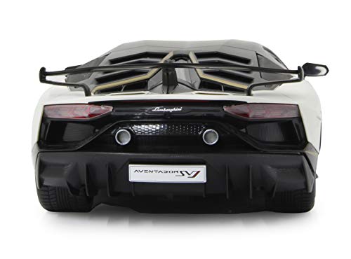 Jamara Lamborghini Aventador SVJ 1:14 2,4 GHz, con Licencia Oficial, hasta 1 Hora de conducción a Aprox. 11 km/h, Detalles Perfectamente reproducidos, Acabado, Color Blanco (405172)