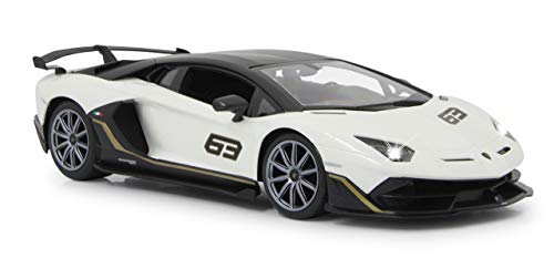 Jamara Lamborghini Aventador SVJ 1:14 2,4 GHz, con Licencia Oficial, hasta 1 Hora de conducción a Aprox. 11 km/h, Detalles Perfectamente reproducidos, Acabado, Color Blanco (405172)