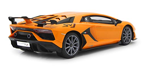 JAMARA Lamborghini Aventador SVJ 1:14 2,4 GHz, con Licencia Oficial, hasta 1 Hora de Tiempo de conducción a Aprox. 11 km/h, Detalles Perfectamente reproducidos, Acabado, Color Naranja