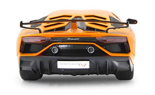 JAMARA Lamborghini Aventador SVJ 1:14 2,4 GHz, con Licencia Oficial, hasta 1 Hora de Tiempo de conducción a Aprox. 11 km/h, Detalles Perfectamente reproducidos, Acabado, Color Naranja