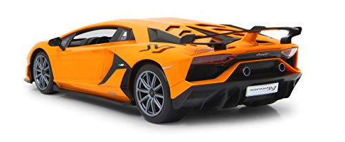 JAMARA Lamborghini Aventador SVJ 1:14 2,4 GHz, con Licencia Oficial, hasta 1 Hora de Tiempo de conducción a Aprox. 11 km/h, Detalles Perfectamente reproducidos, Acabado, Color Naranja