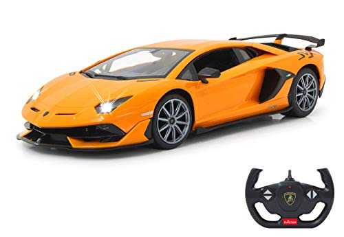 JAMARA Lamborghini Aventador SVJ 1:14 2,4 GHz, con Licencia Oficial, hasta 1 Hora de Tiempo de conducción a Aprox. 11 km/h, Detalles Perfectamente reproducidos, Acabado, Color Naranja