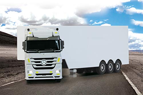 Jamara- Mercedes Actros 1:32 Benz Jam Vehículos de Control Remoto, Color Gris/Blanco (403640)